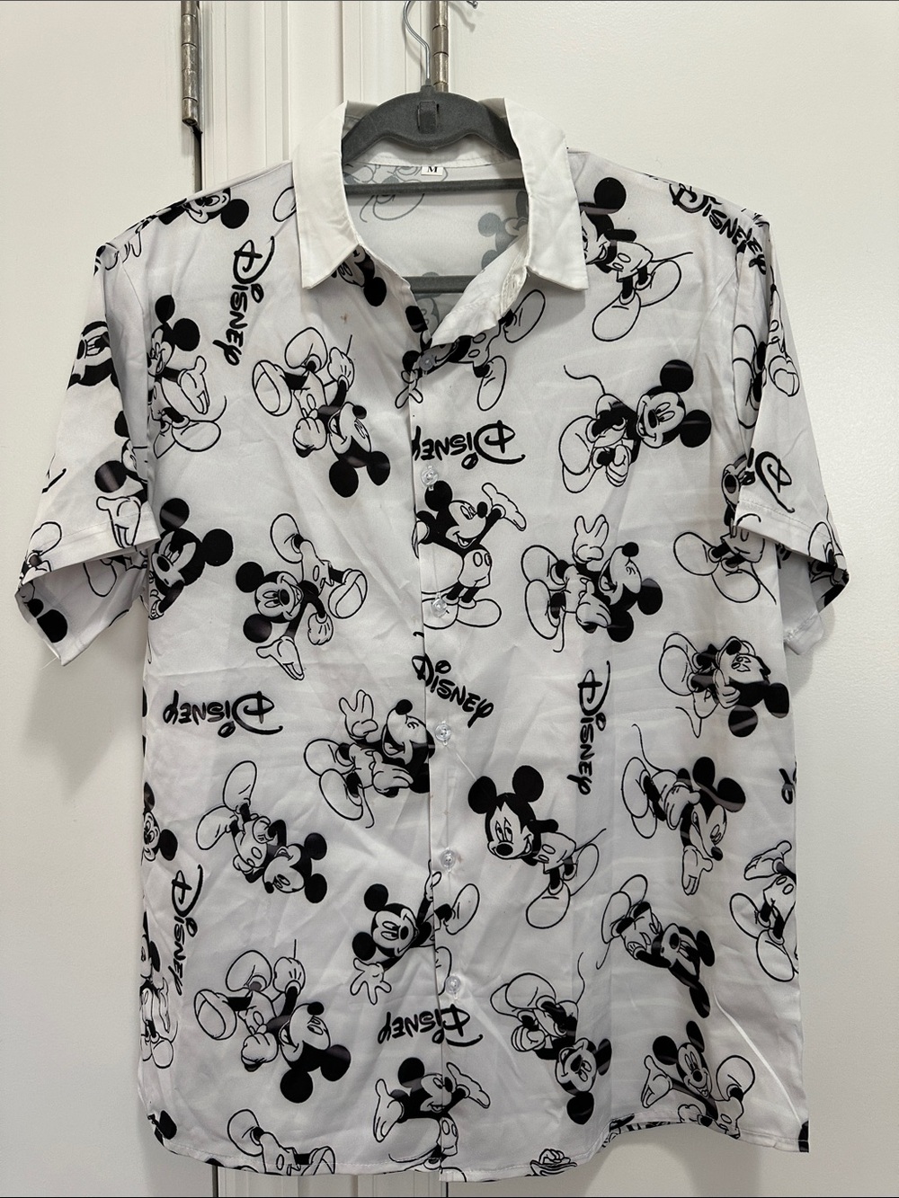 Disney Black & White Mickey Mouse Button-Down Shirt